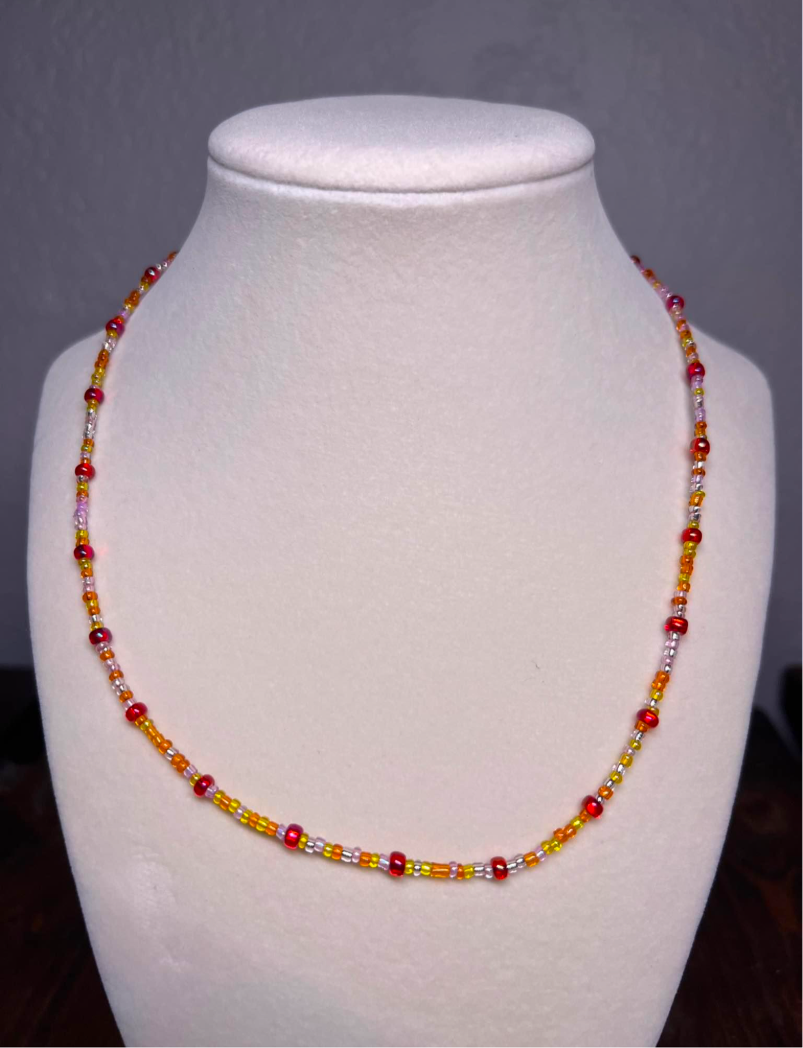 Sunset themed glass bead necklace