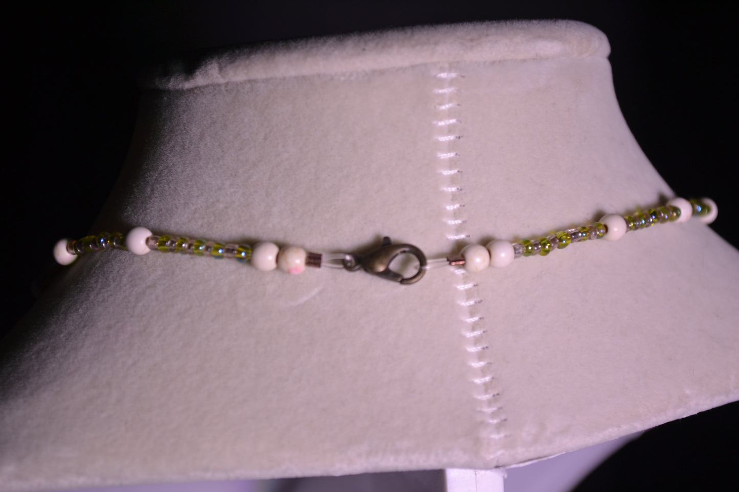 Moon pendant glass bead choker