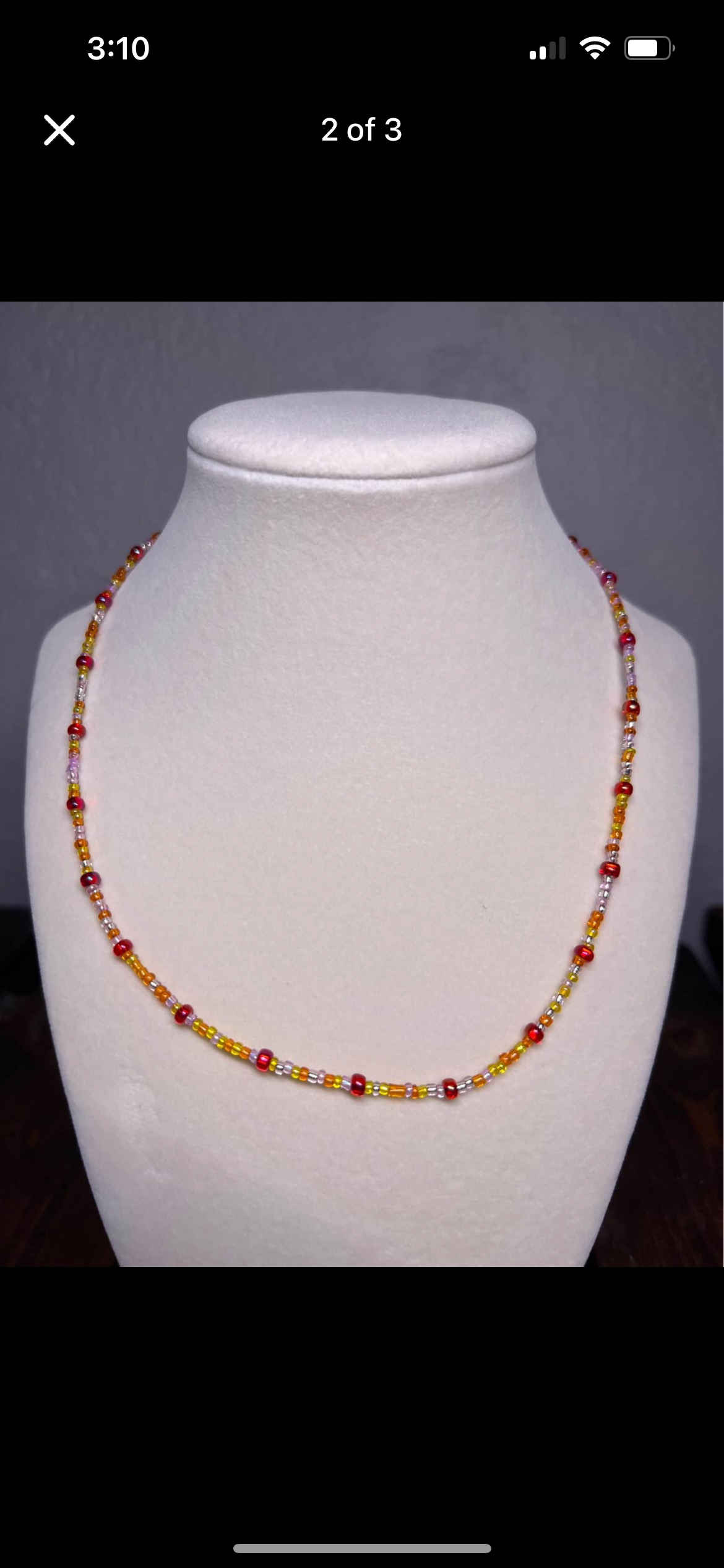 Sunset themed glass bead necklace