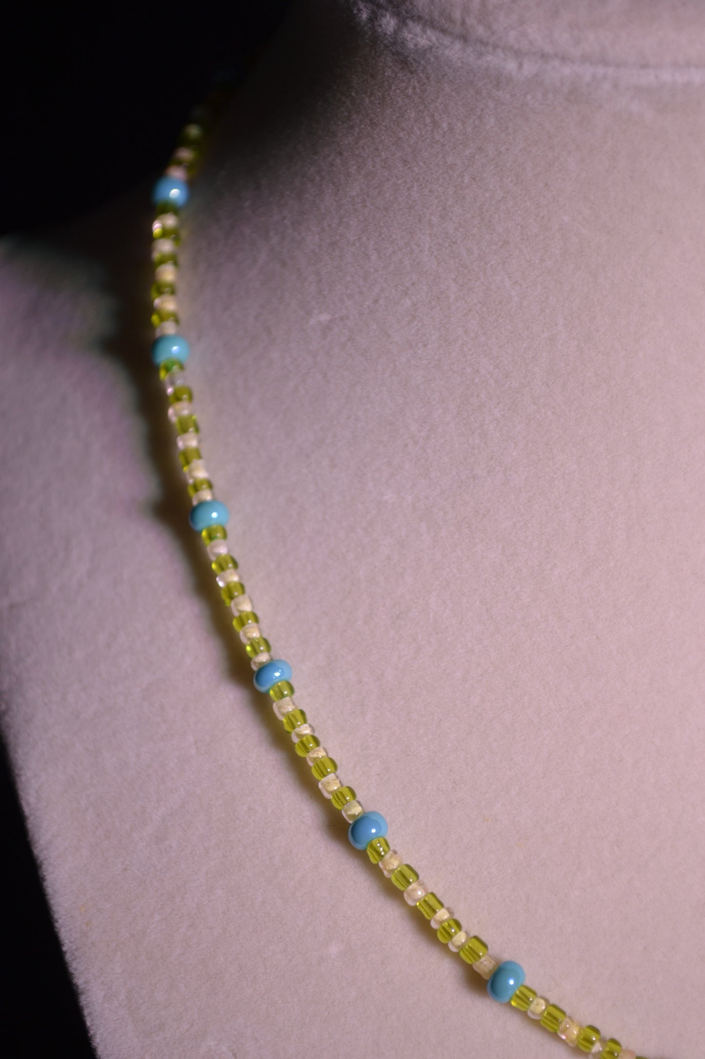 Diamond pendant glass bead necklace