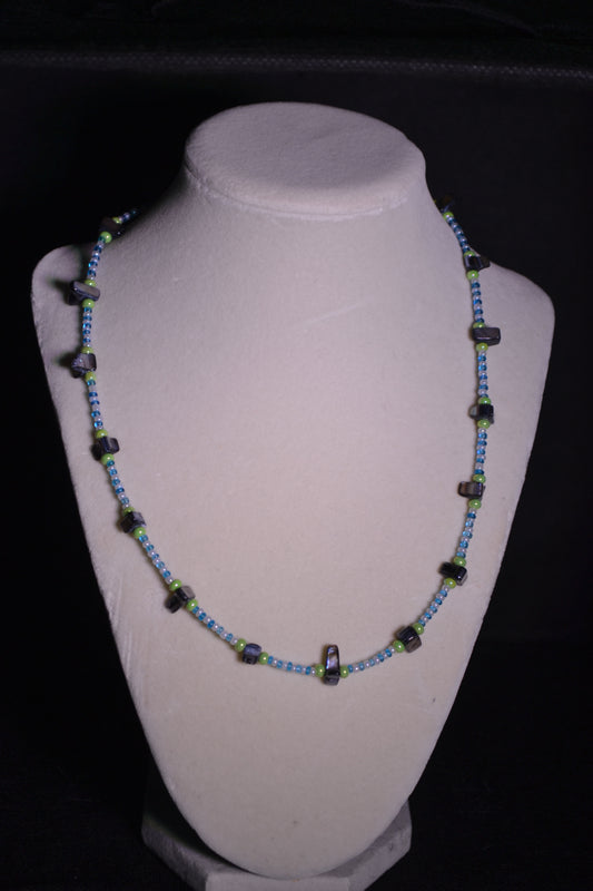 Glass and Abalone style beaded necklace