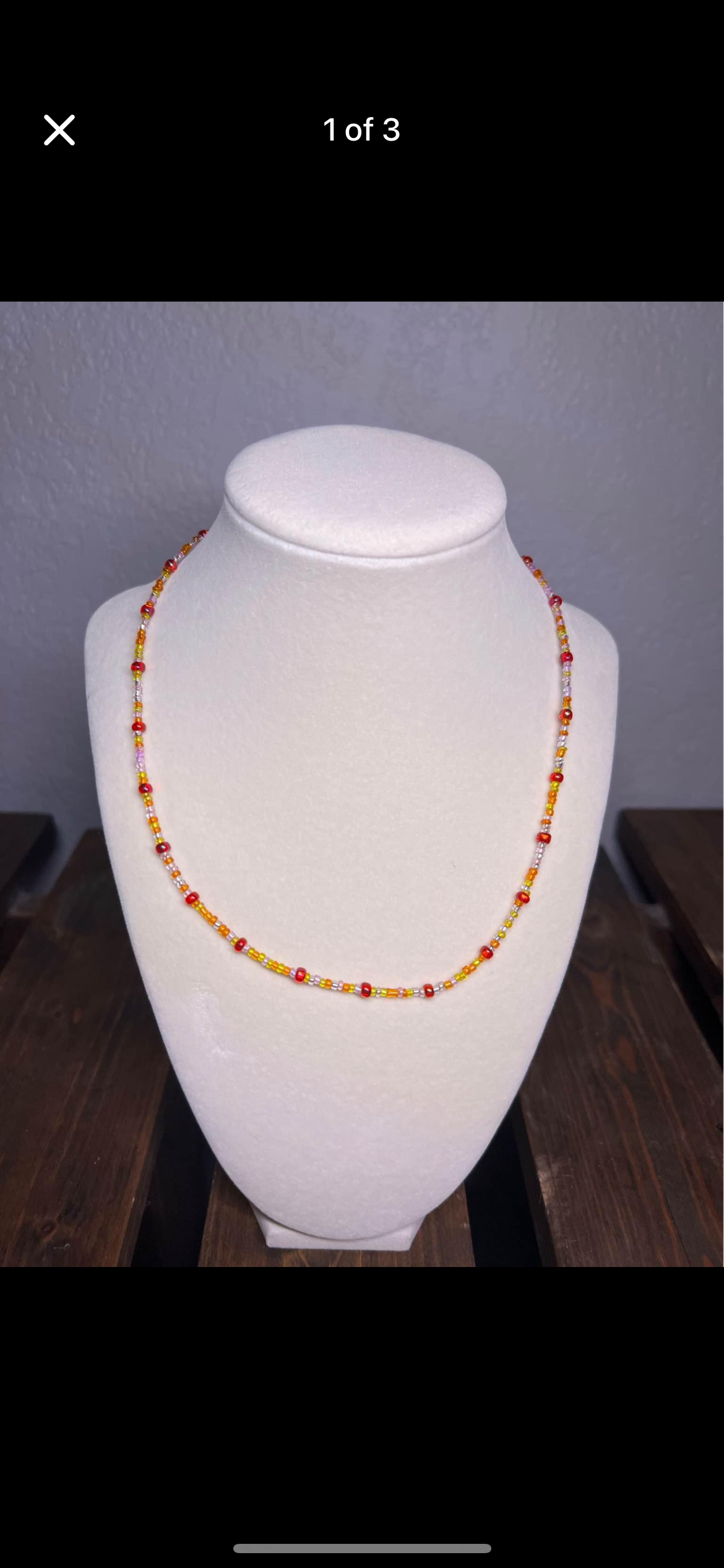 Sunset themed glass bead necklace