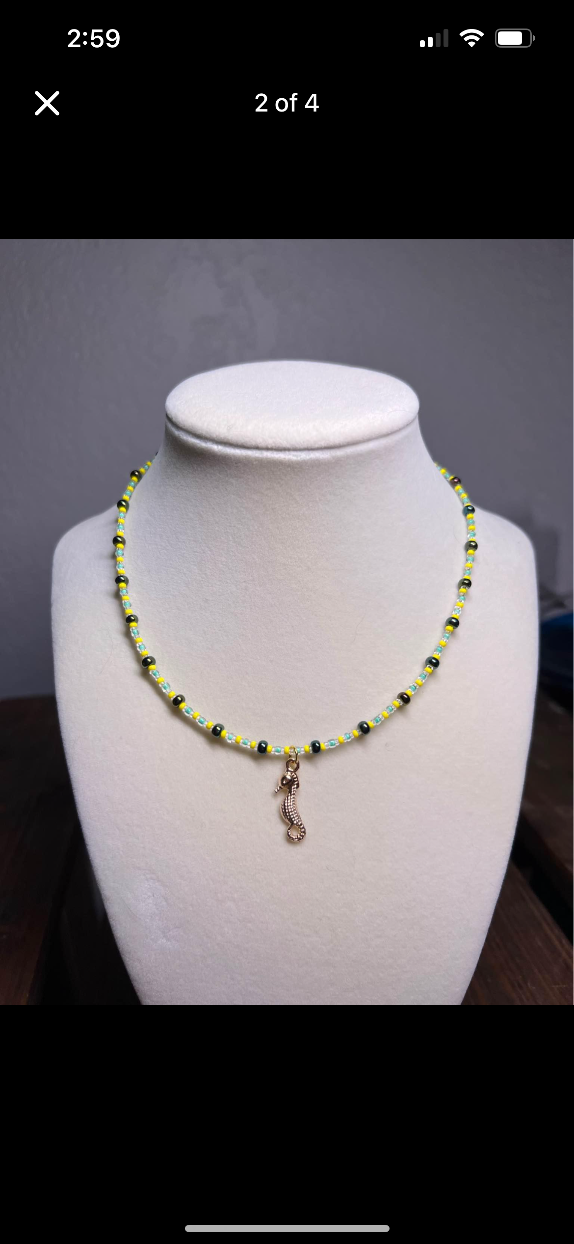 Seahorse pendant beaded choker