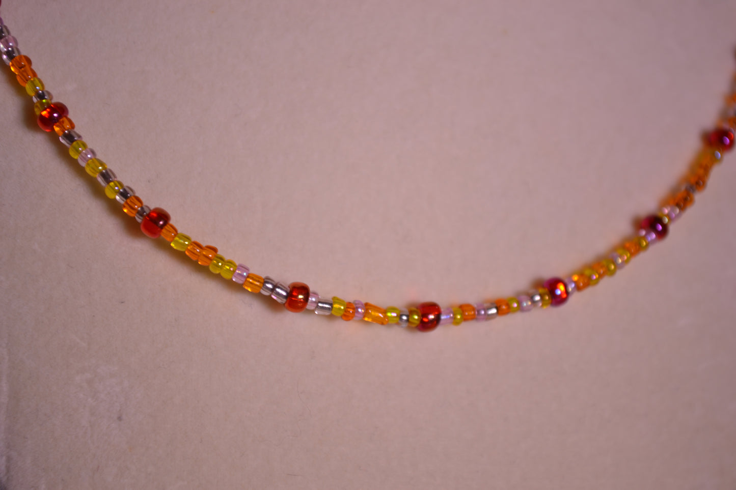 Sunset themed glass bead necklace