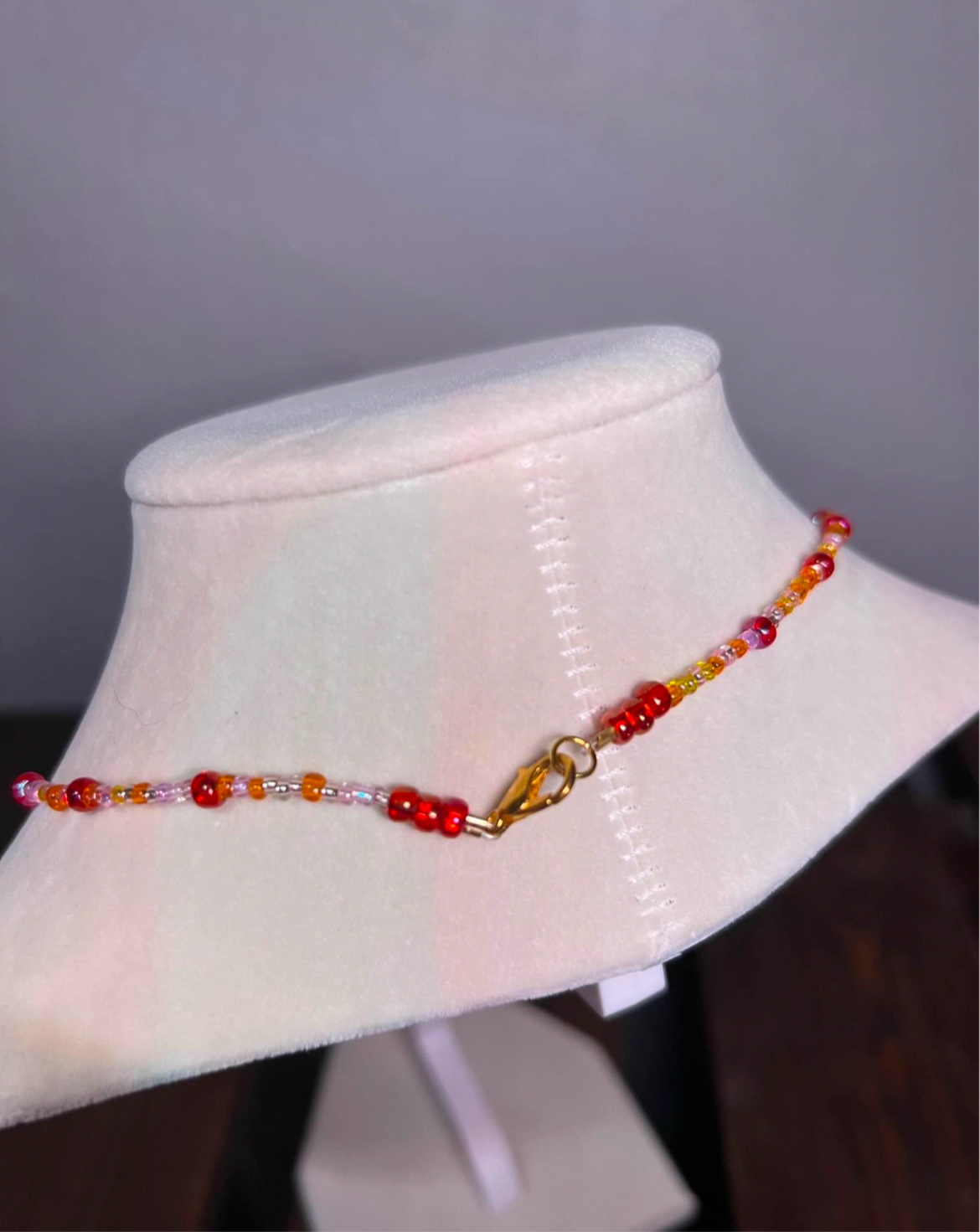 Sunset themed glass bead necklace