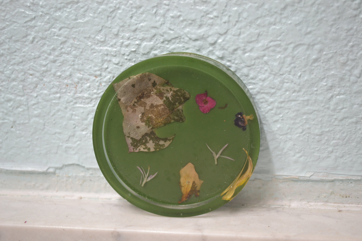 Dried flowers trinket dish & coaster set