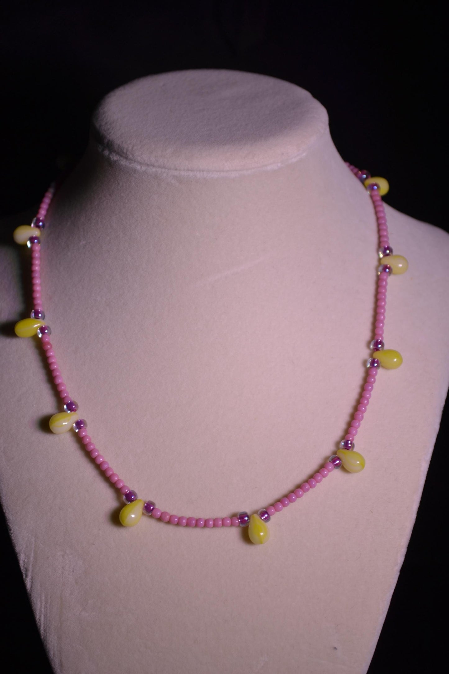 Pink and Yellow Beaded Necklace