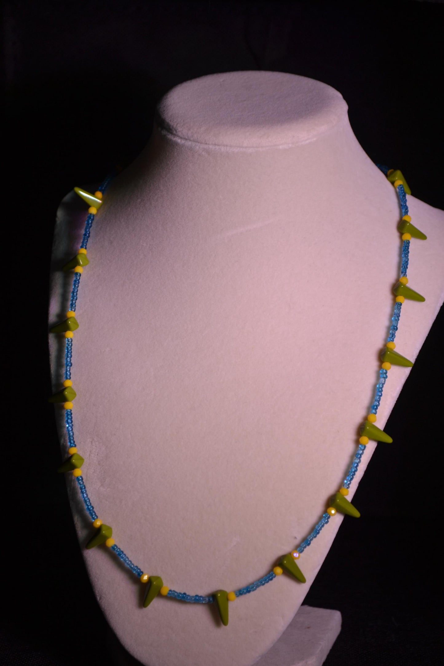 Green, Blue and Yellow Beaded Necklace