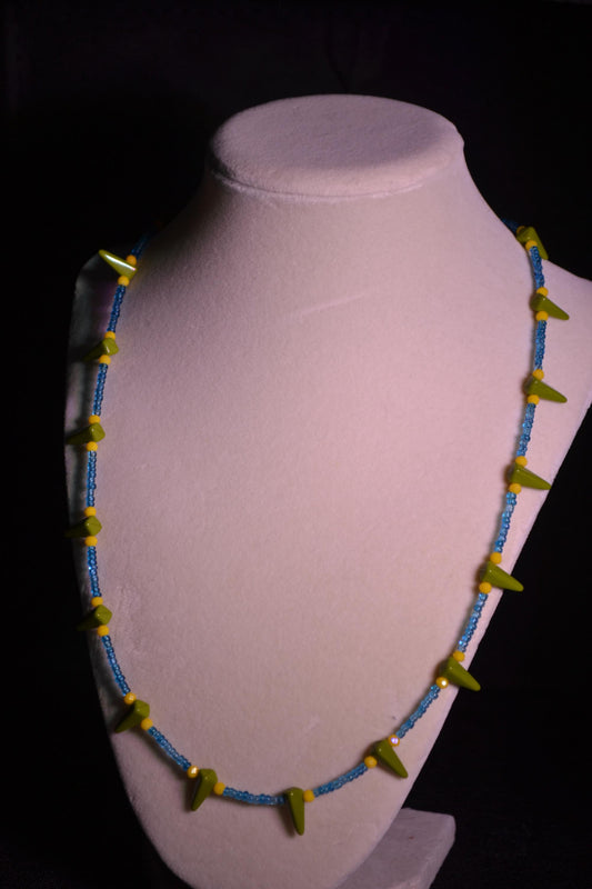 Green, Blue and Yellow Beaded Necklace