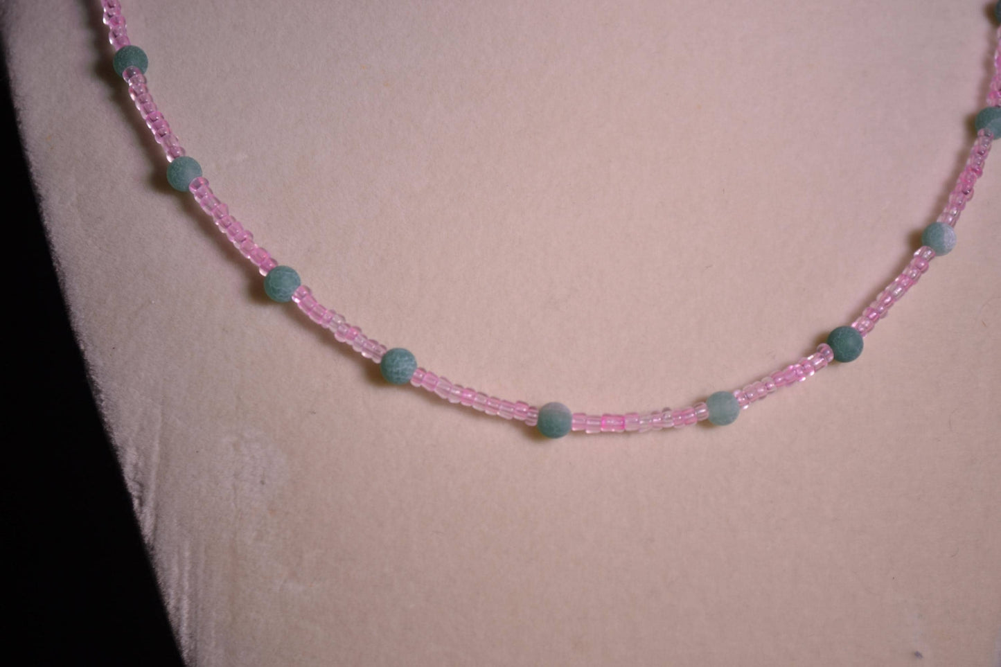 Pink and Green Beaded Choker