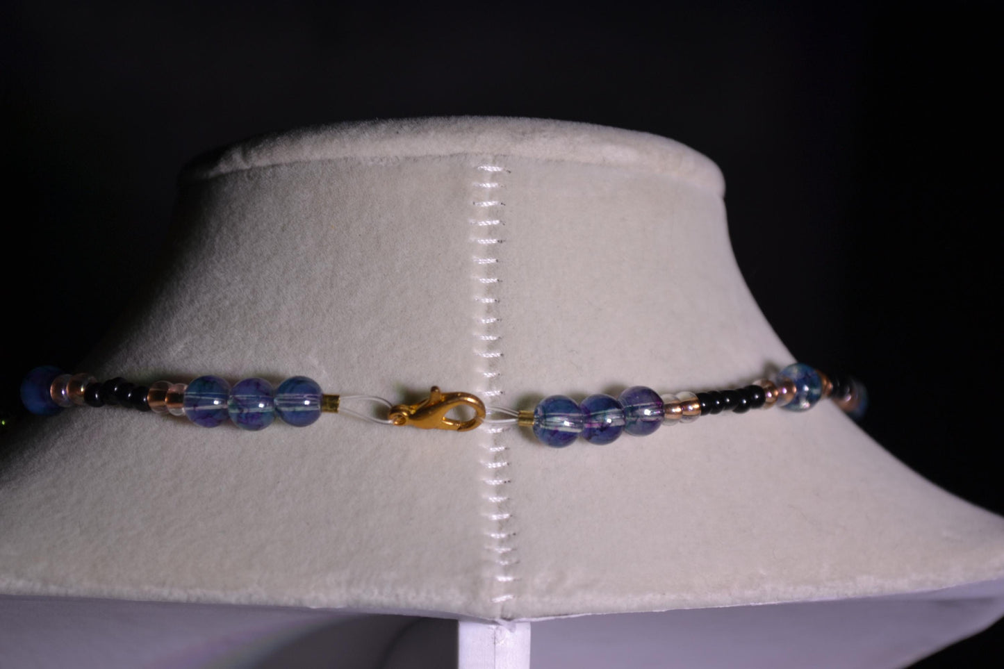 Moon pendant glass bead choker