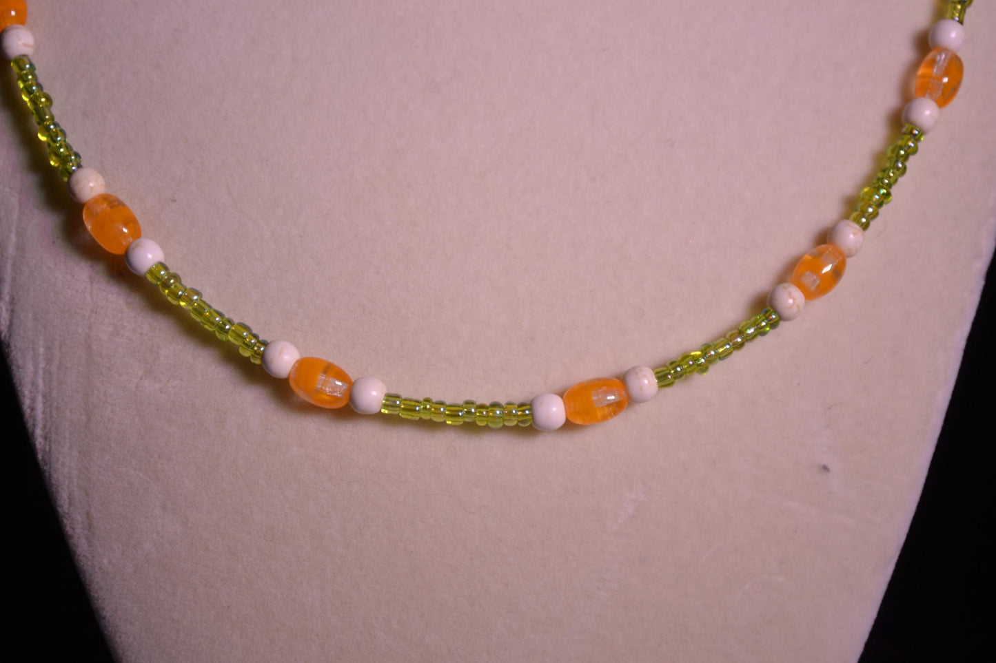 Orange and White Beaded Necklace
