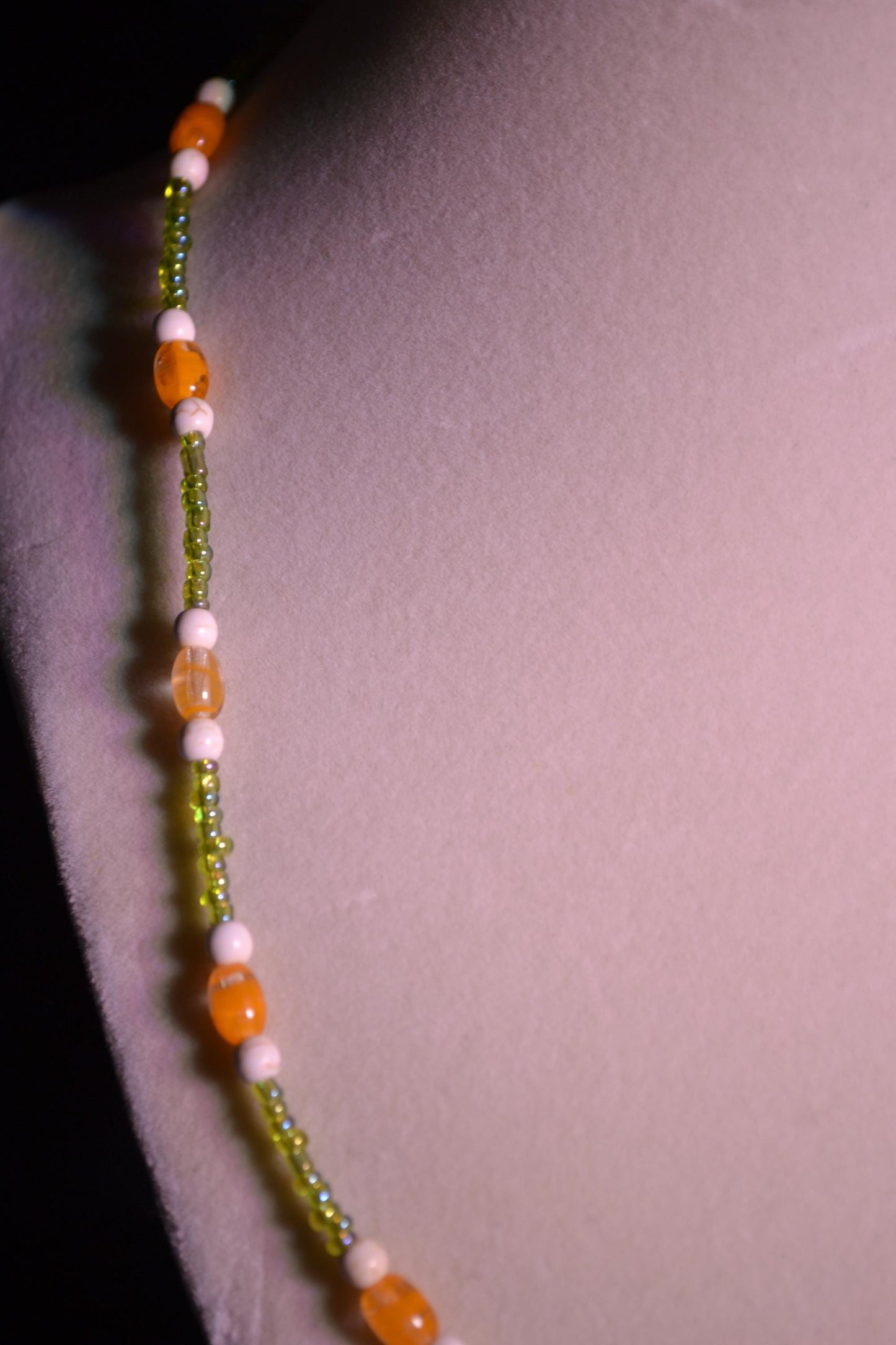 Orange and White Beaded Necklace