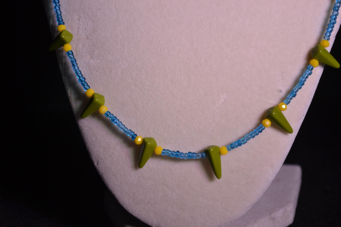 Green, Blue and Yellow Beaded Necklace