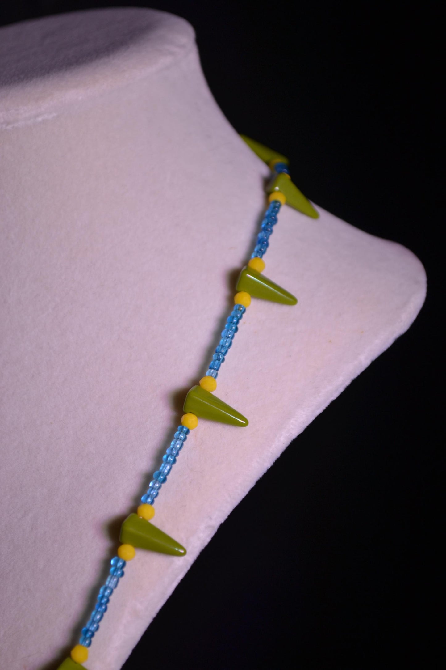 Green, Blue and Yellow Beaded Necklace