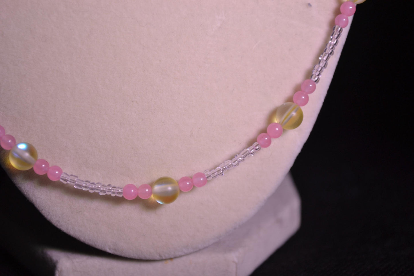 Pink and Yellow Beaded Necklace