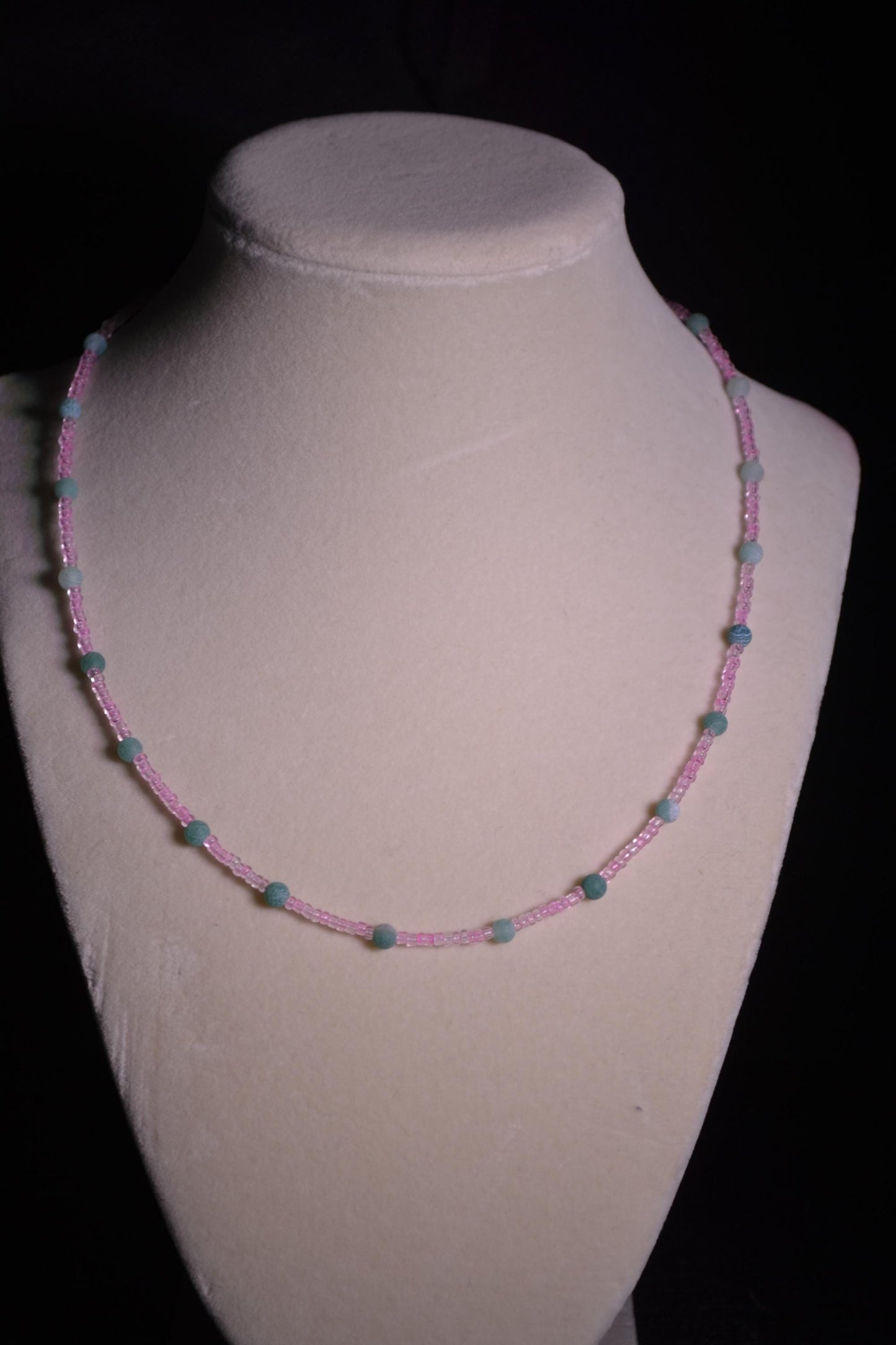 Pink and Green Beaded Choker