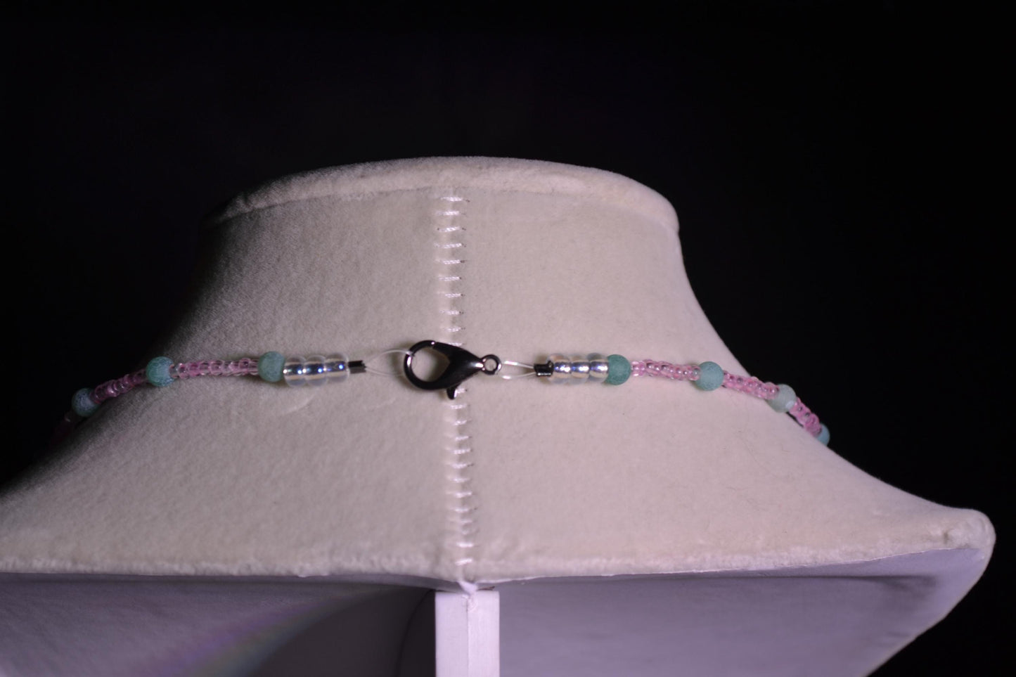 Pink and Green Beaded Choker