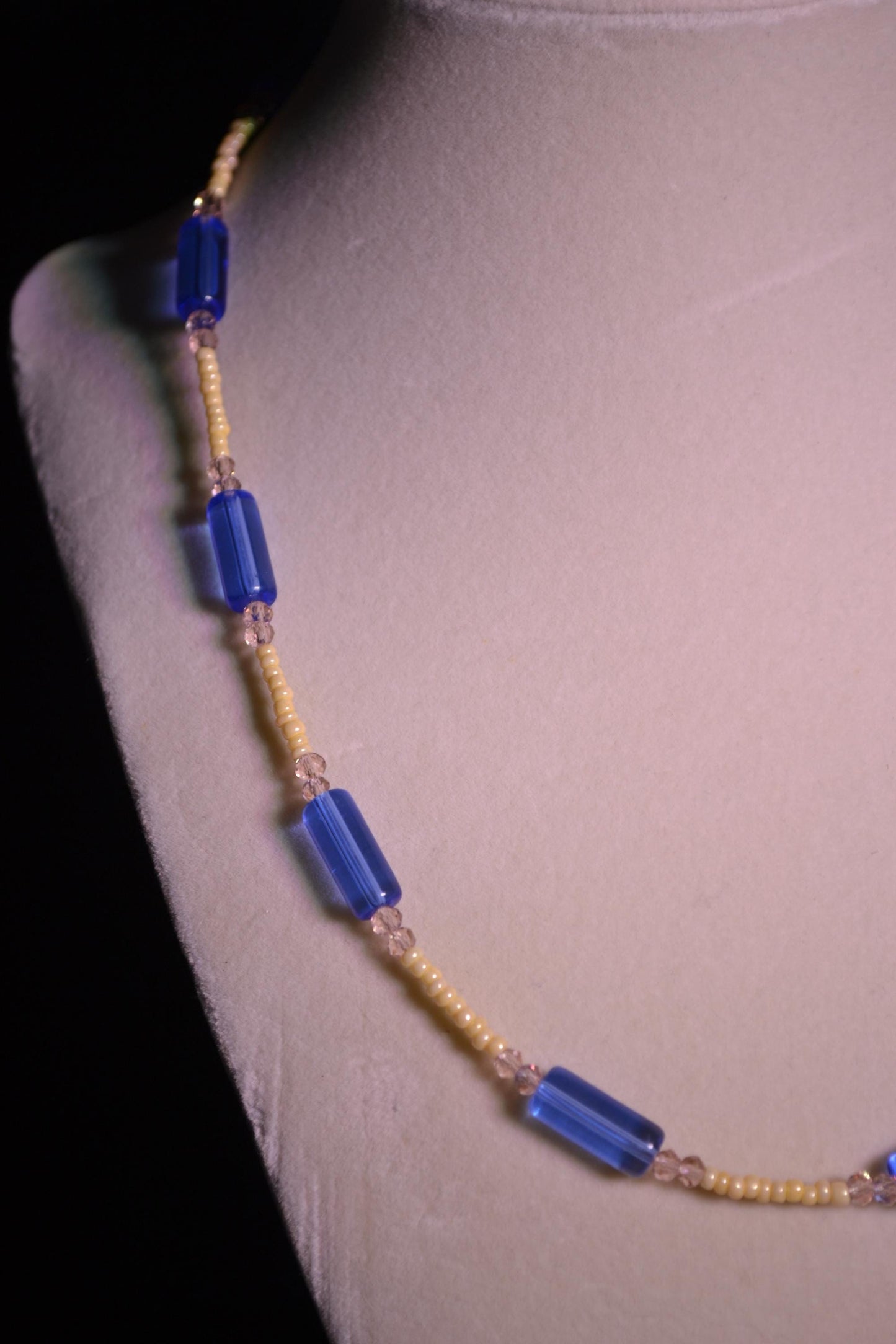 Blue and Yellow Beaded Necklace