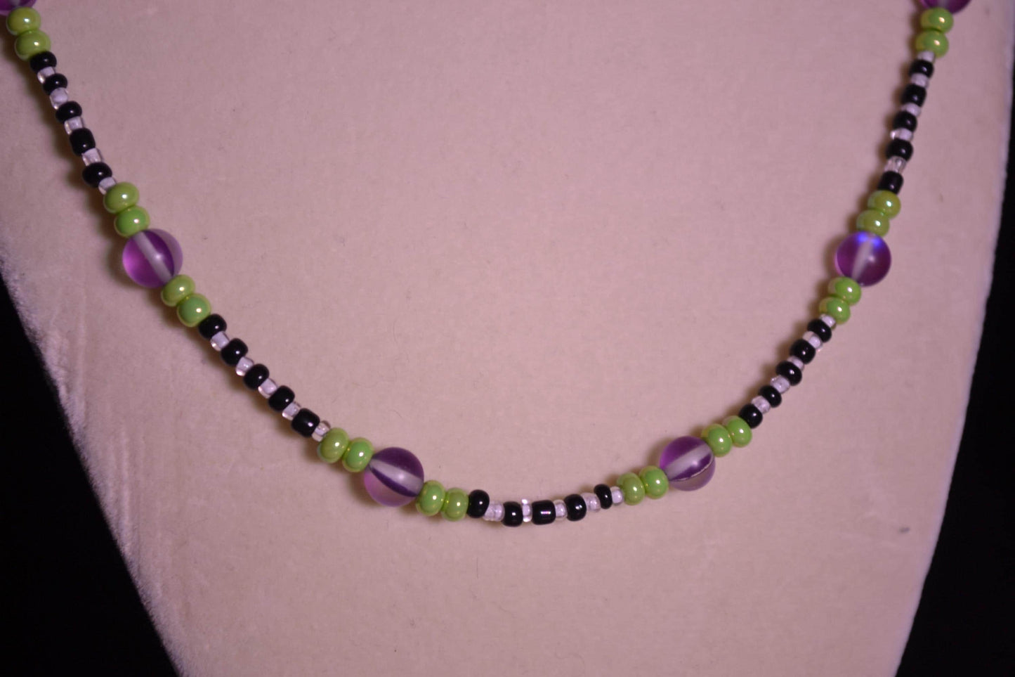 Multicolor glass bead necklace. Beetlejuice inspired