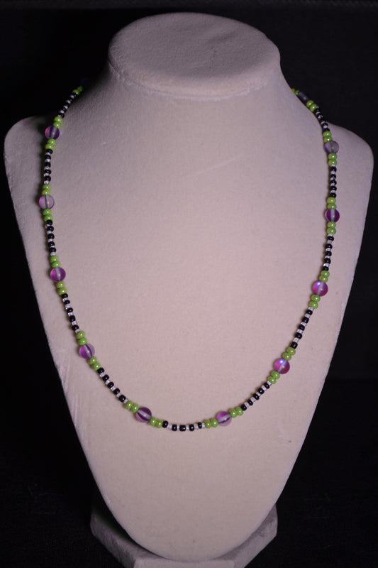 Multicolor glass bead necklace. Beetlejuice inspired