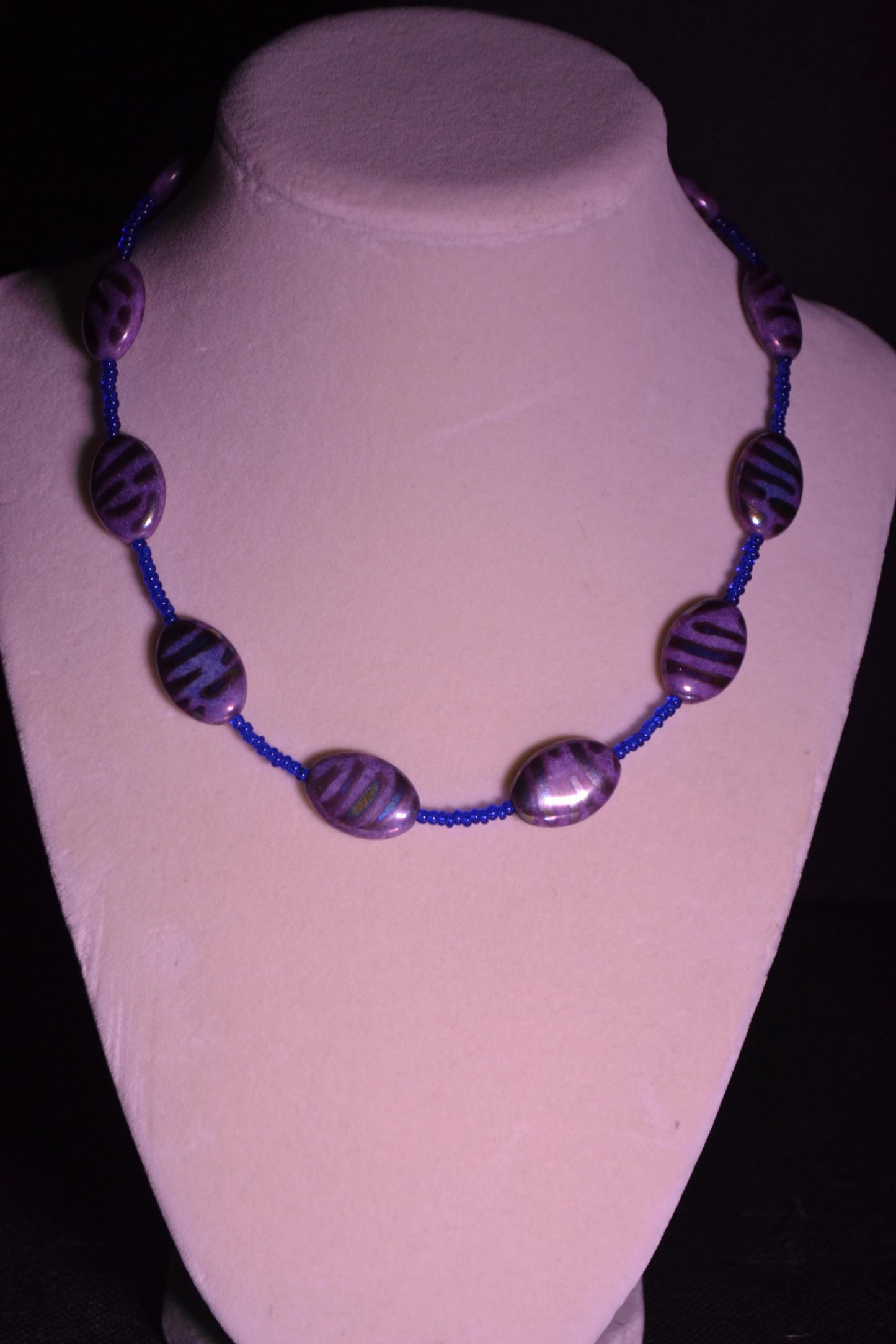 Purple and blue Beaded Necklace