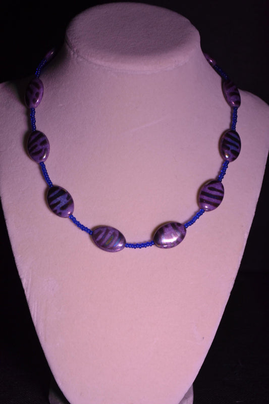 Purple and blue Beaded Necklace