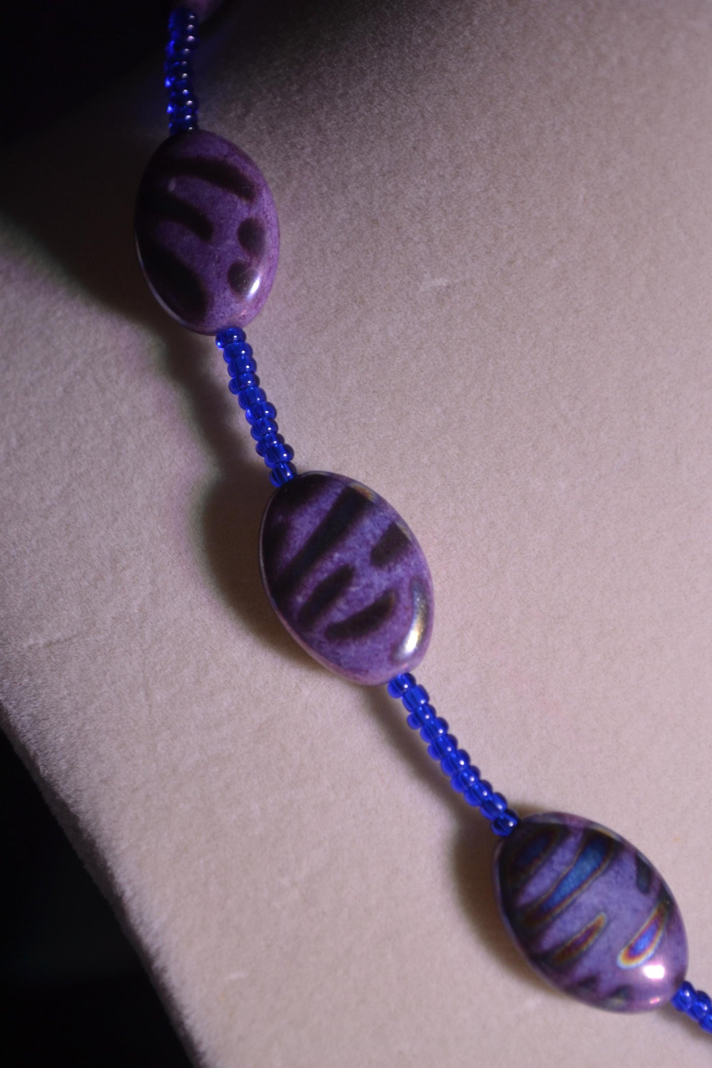Purple and blue Beaded Necklace