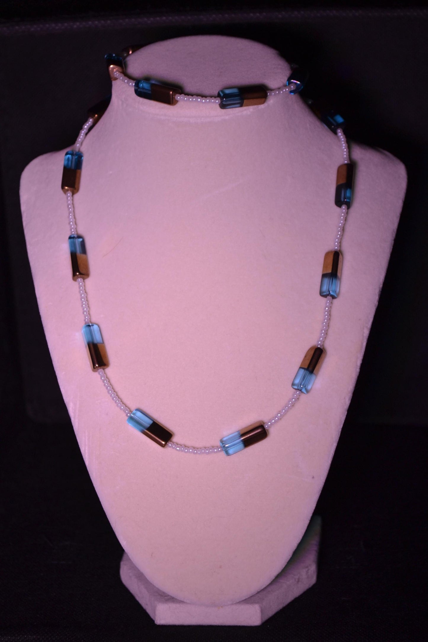Blue and copper necklace & bracelet set