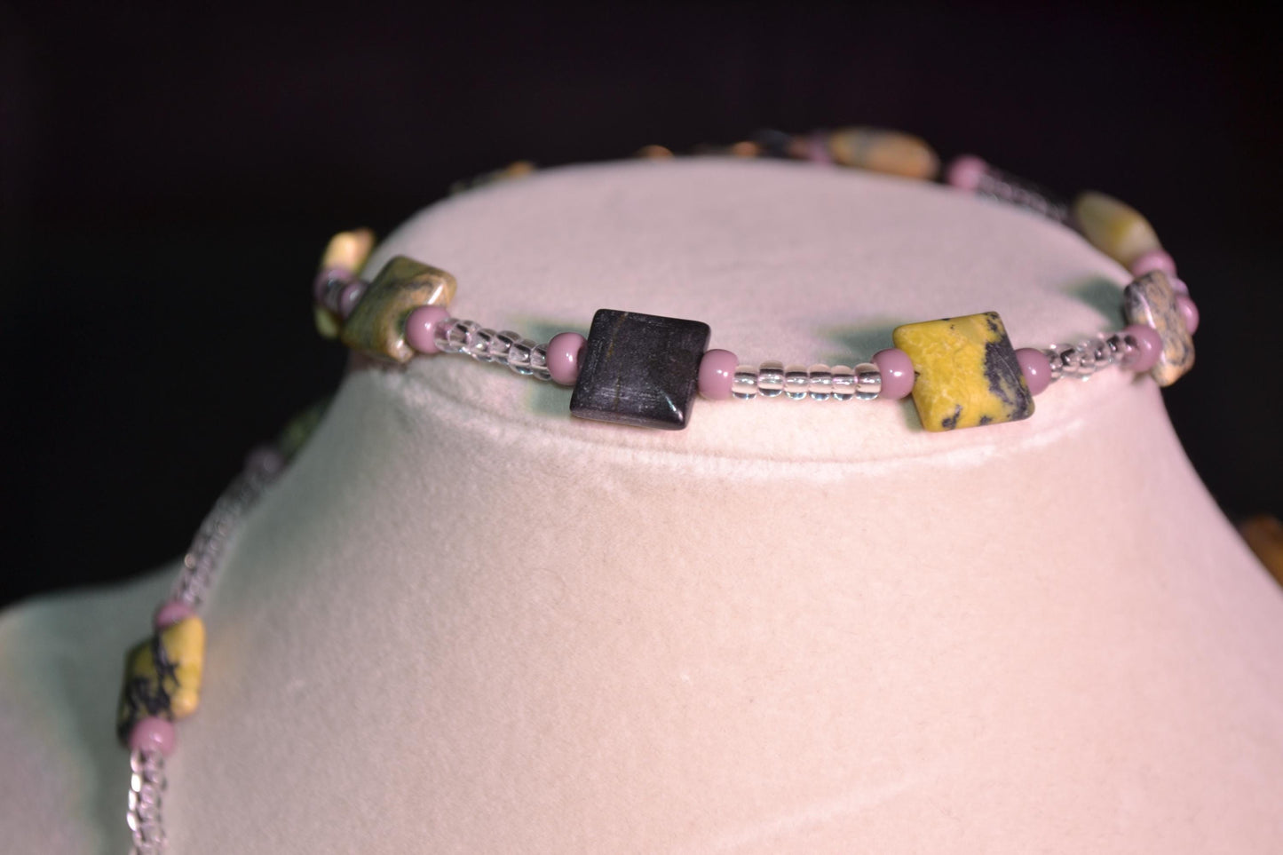 Jasper and mauve necklace & bracelet set