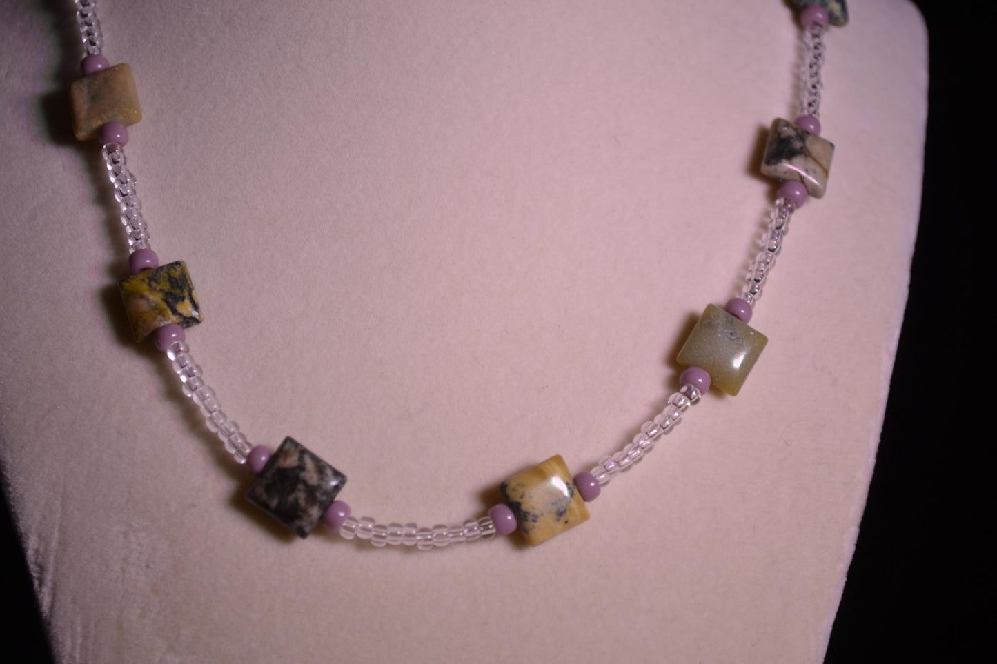 Jasper and mauve necklace & bracelet set