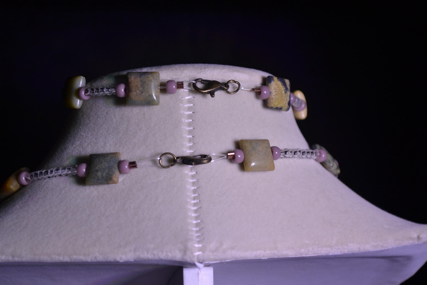 Jasper and mauve necklace & bracelet set