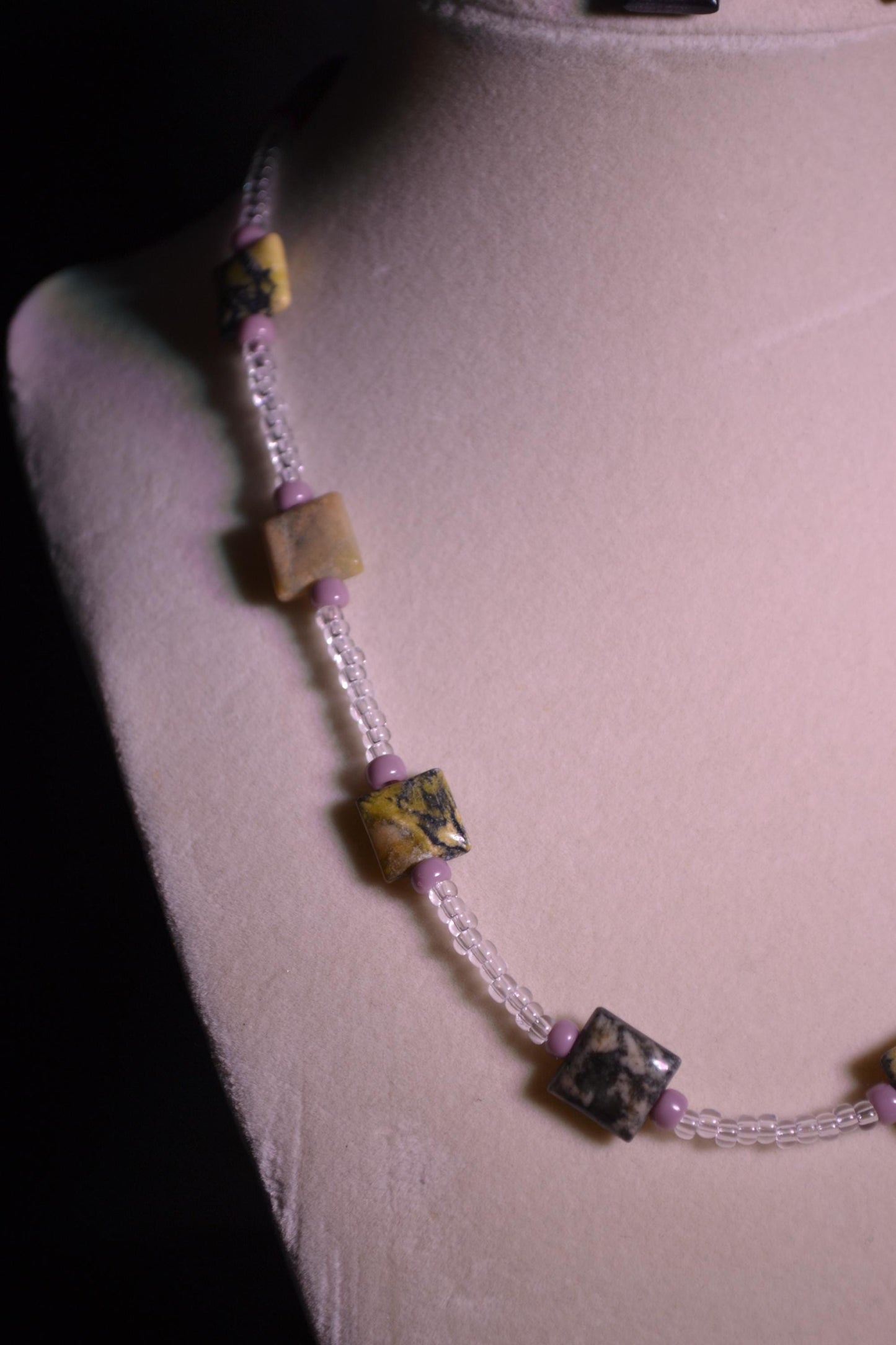 Jasper and mauve necklace & bracelet set