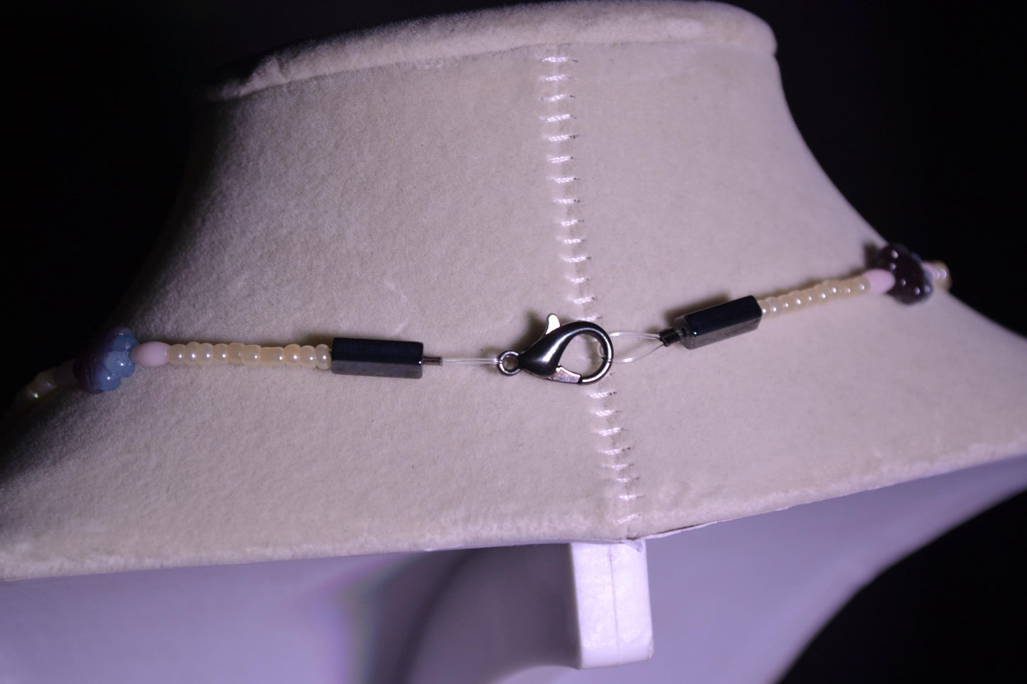 Multicolor glass bead necklace. Cornflower