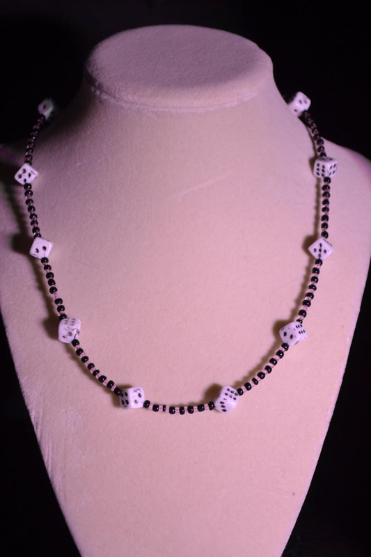 Roll the dice glass bead necklace