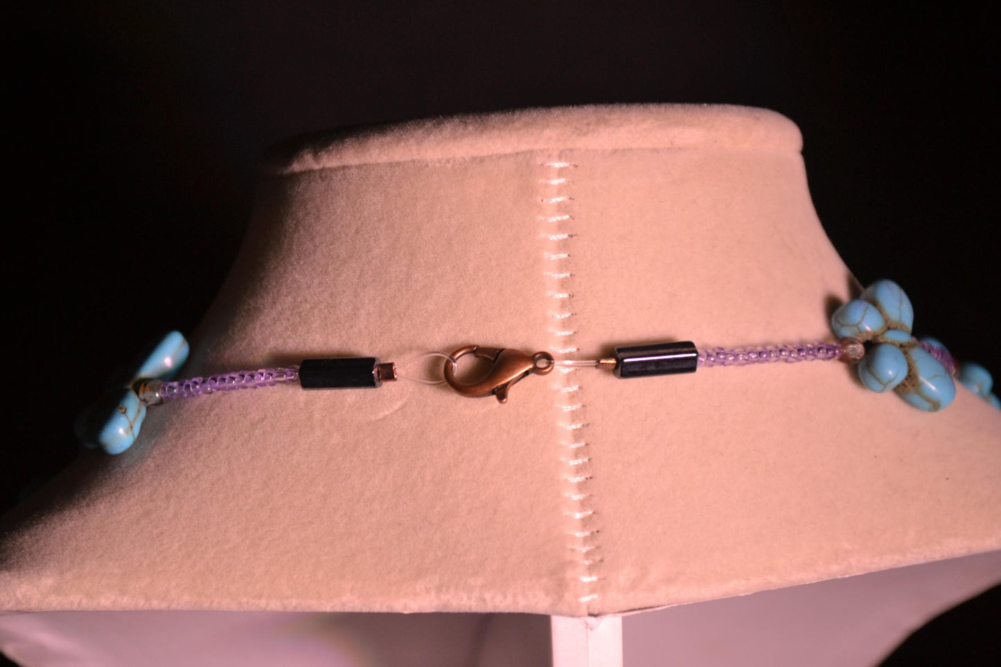 Beaded Butterfly Choker. Turquoise and pink