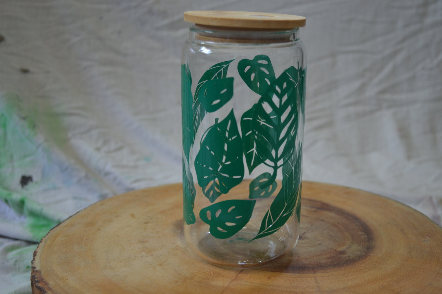 Houseplant Leaf Glass Can