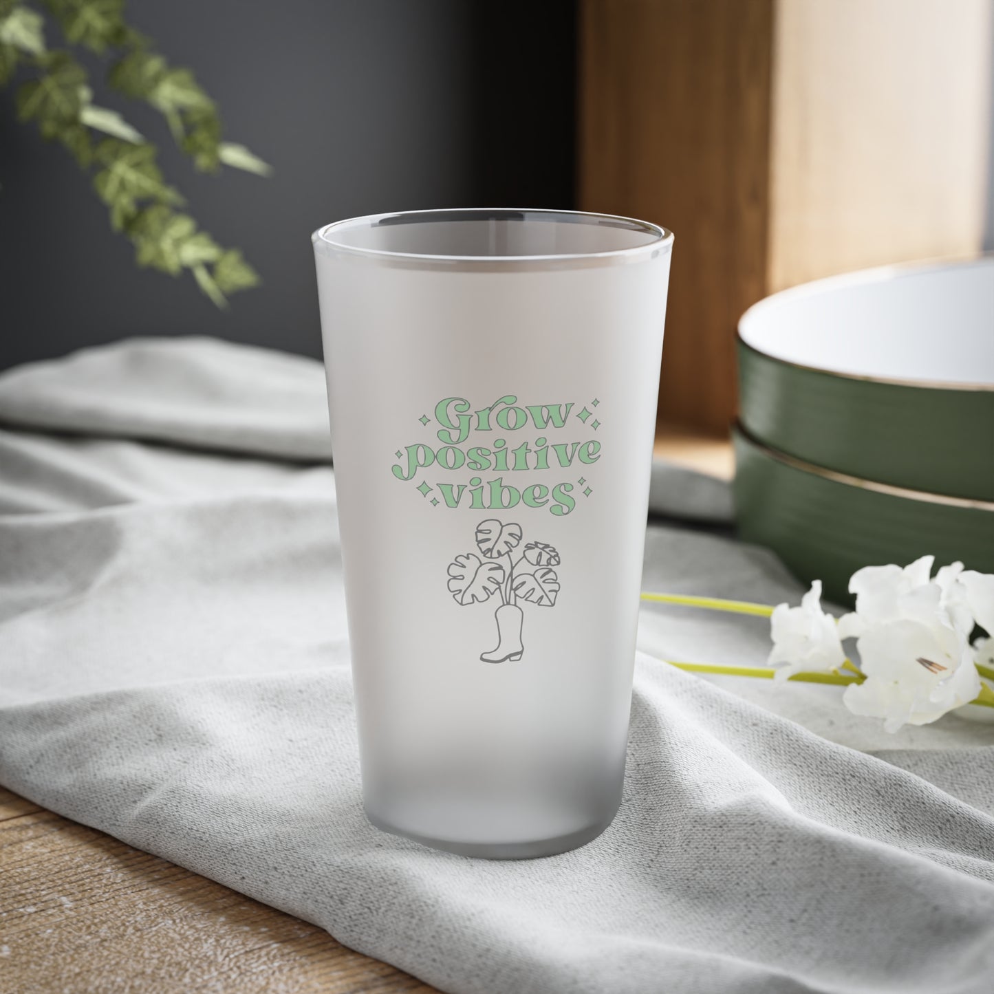 Grow Positive Frosted Pint Glass